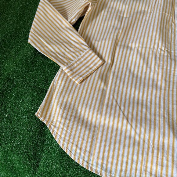 GAP Women's Relaxed Fit Button Up Long Sleeve Yellow Striped Casual Shirt Size M - Picture 10 of 11
